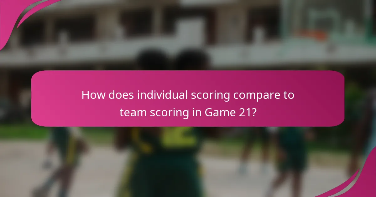 How does individual scoring compare to team scoring in Game 21?